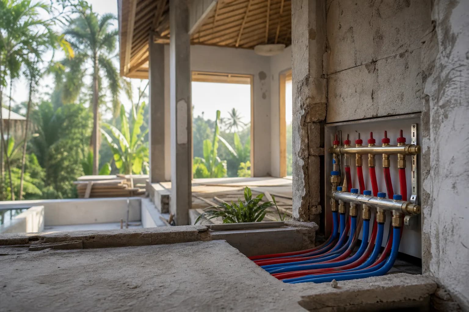 Concealed PEX Routing Manifold Mounting in Bali Renovations