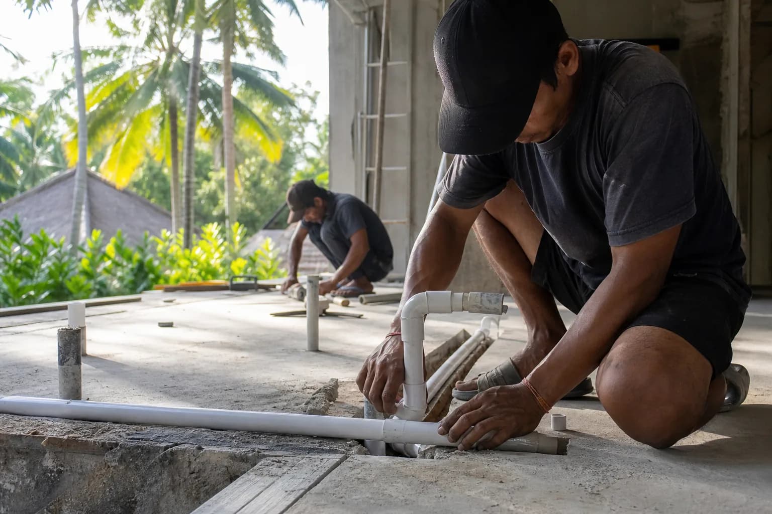 HVAC Condensate Neutralising Drain Routing for Bali Villas