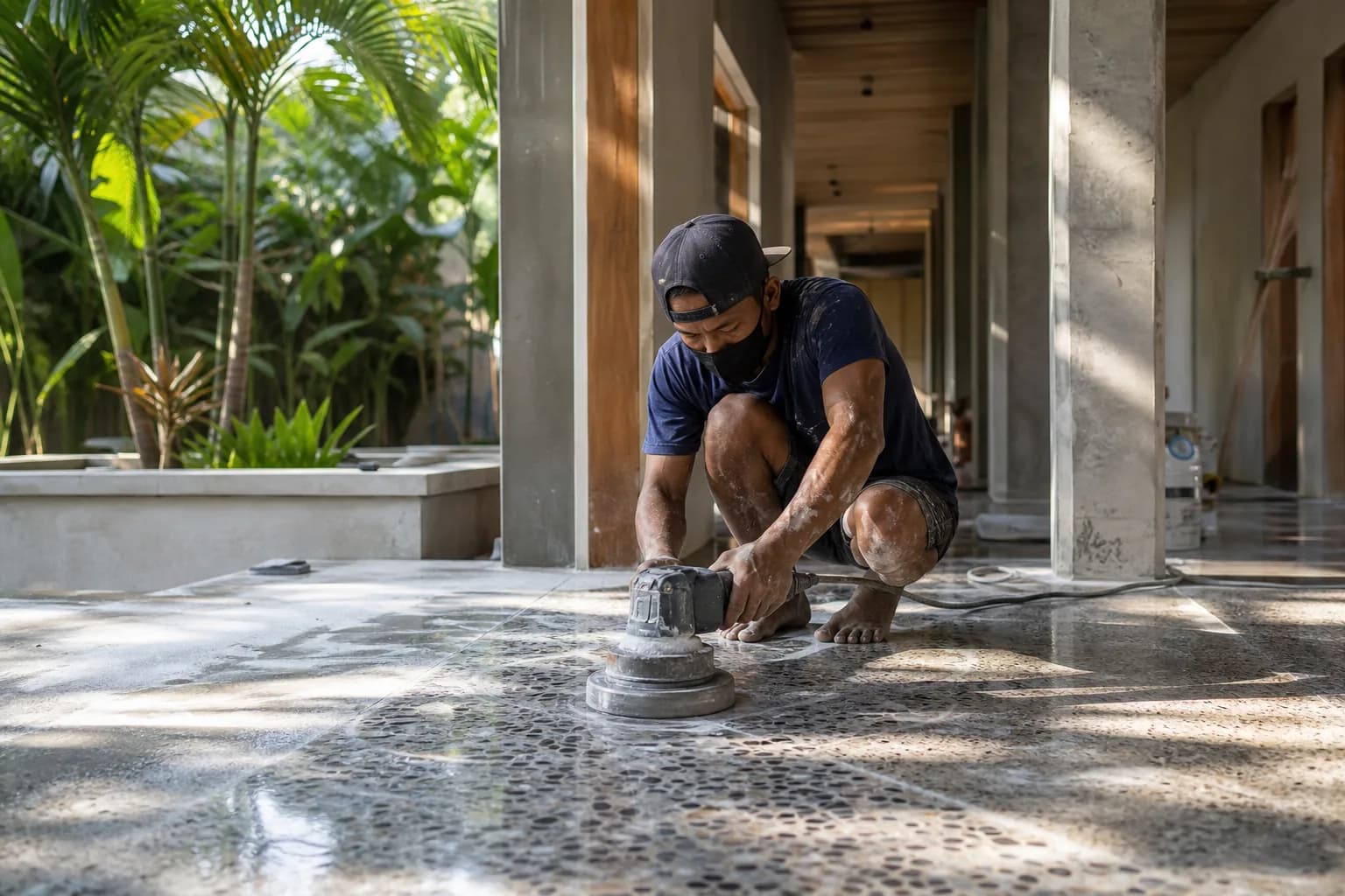 Polished Terrazzo Flooring: Bonding, Grinding Sealing Bali