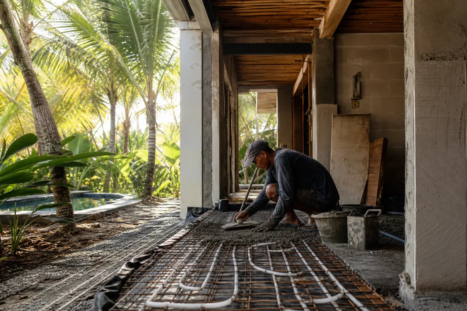 Underfloor Conduit Layout Screed Prep in Bali Renovations
