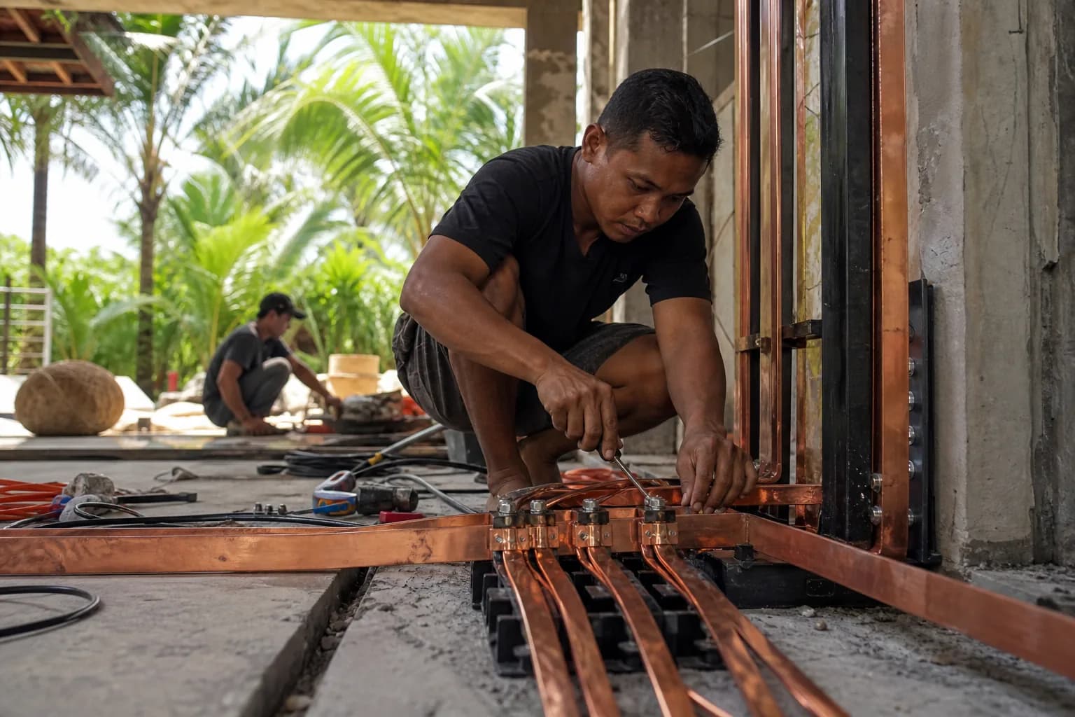 Bali Villa Rewiring: Copper Busbar Distribution Conduit Runs