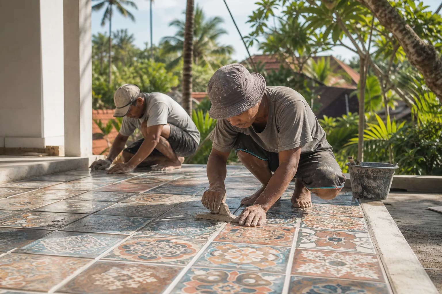 Ceramic Tile Grout Movement Joint Detailing for Bali Villas