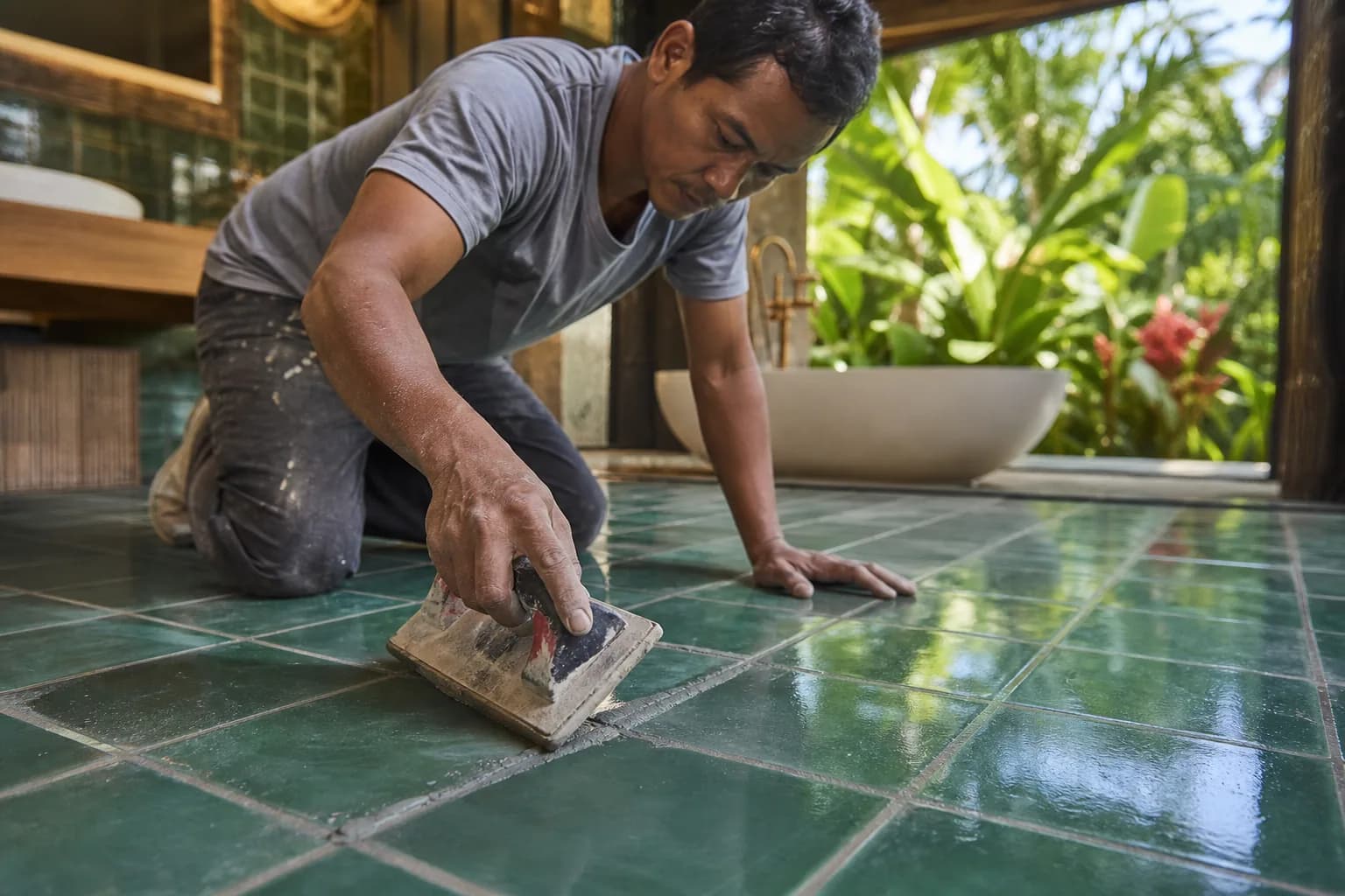 Ceramic Tile Grout Remediation: Anti-Mould Epoxy in Bali