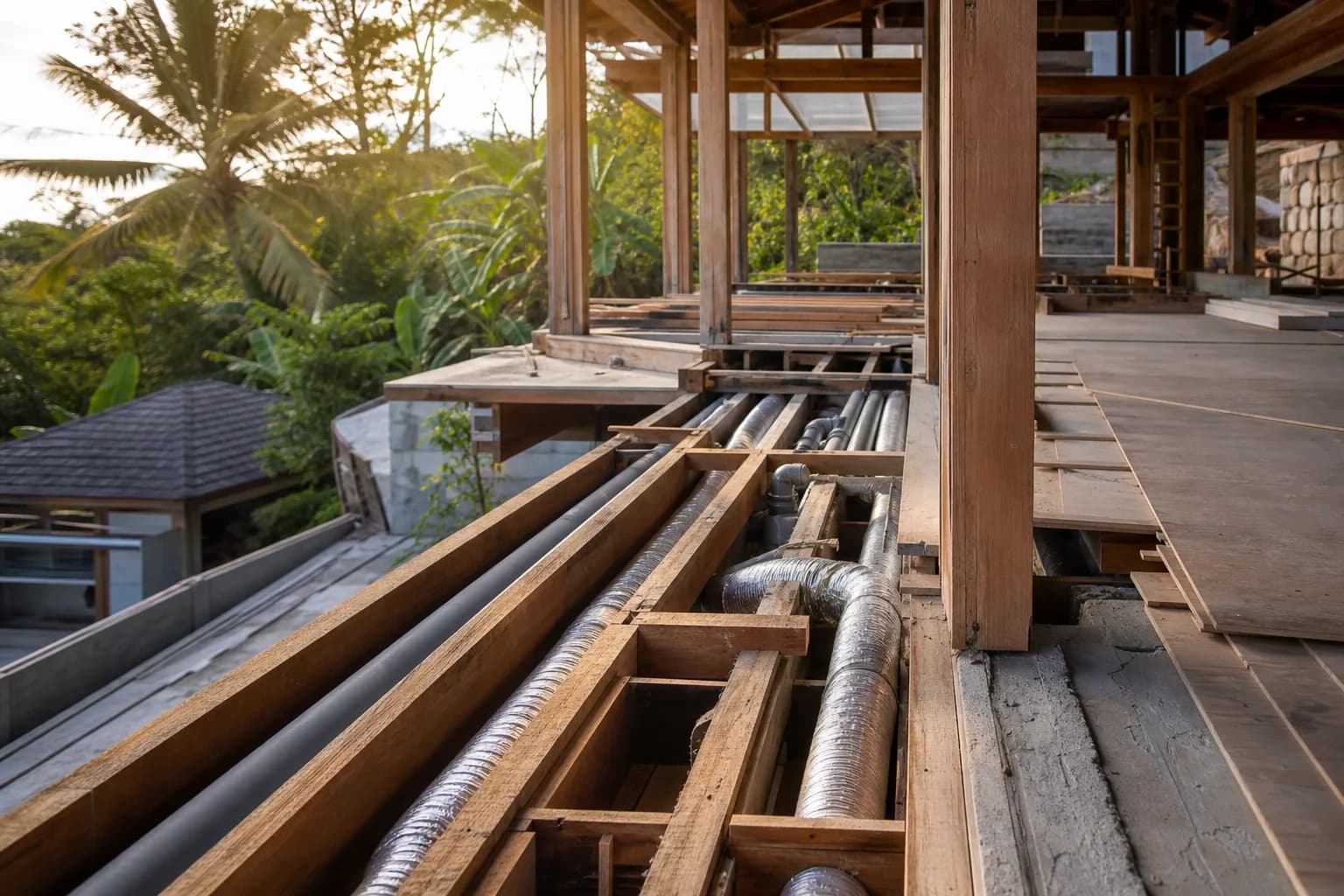 Concealed HVAC Duct Routing Condensate Drainage in Bali