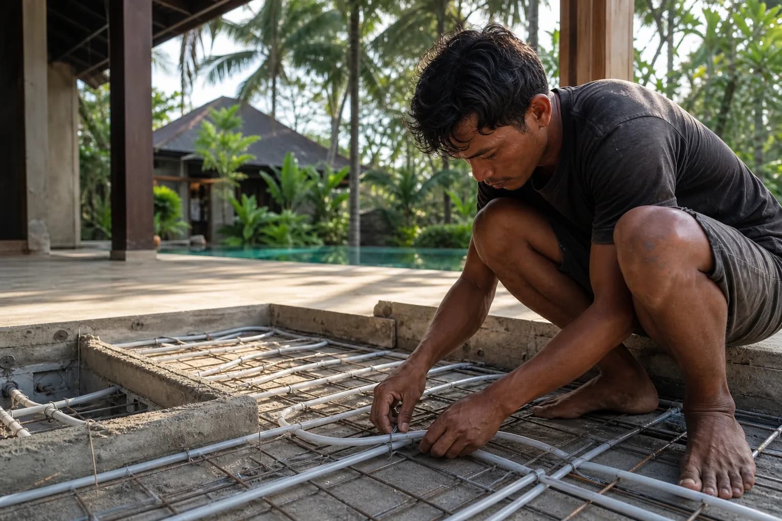 Underfloor Plumbing Chase Installation for Bali Renovations
