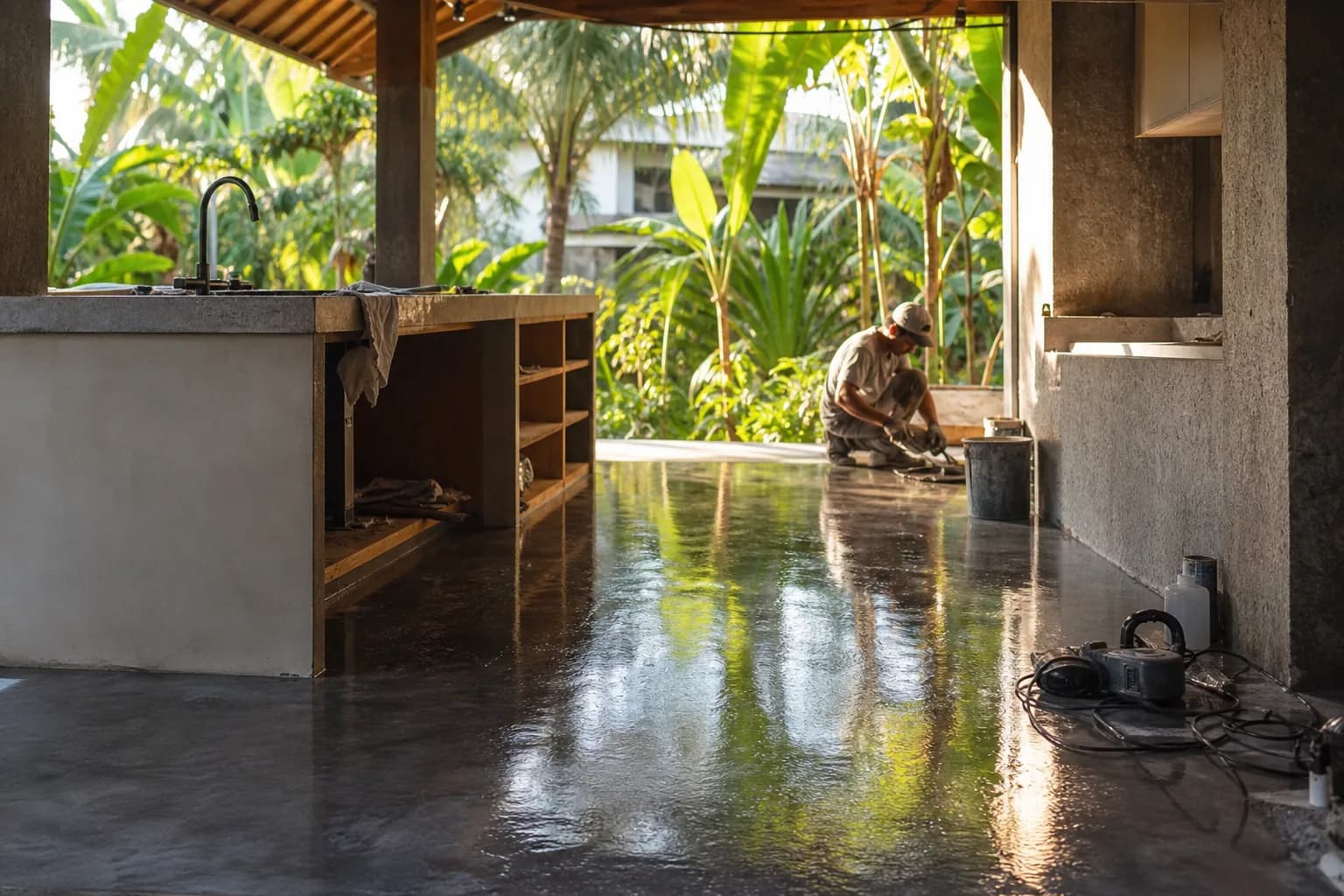 Epoxy Resin Flooring Bali Villa Kitchens: Humidity Cure Times