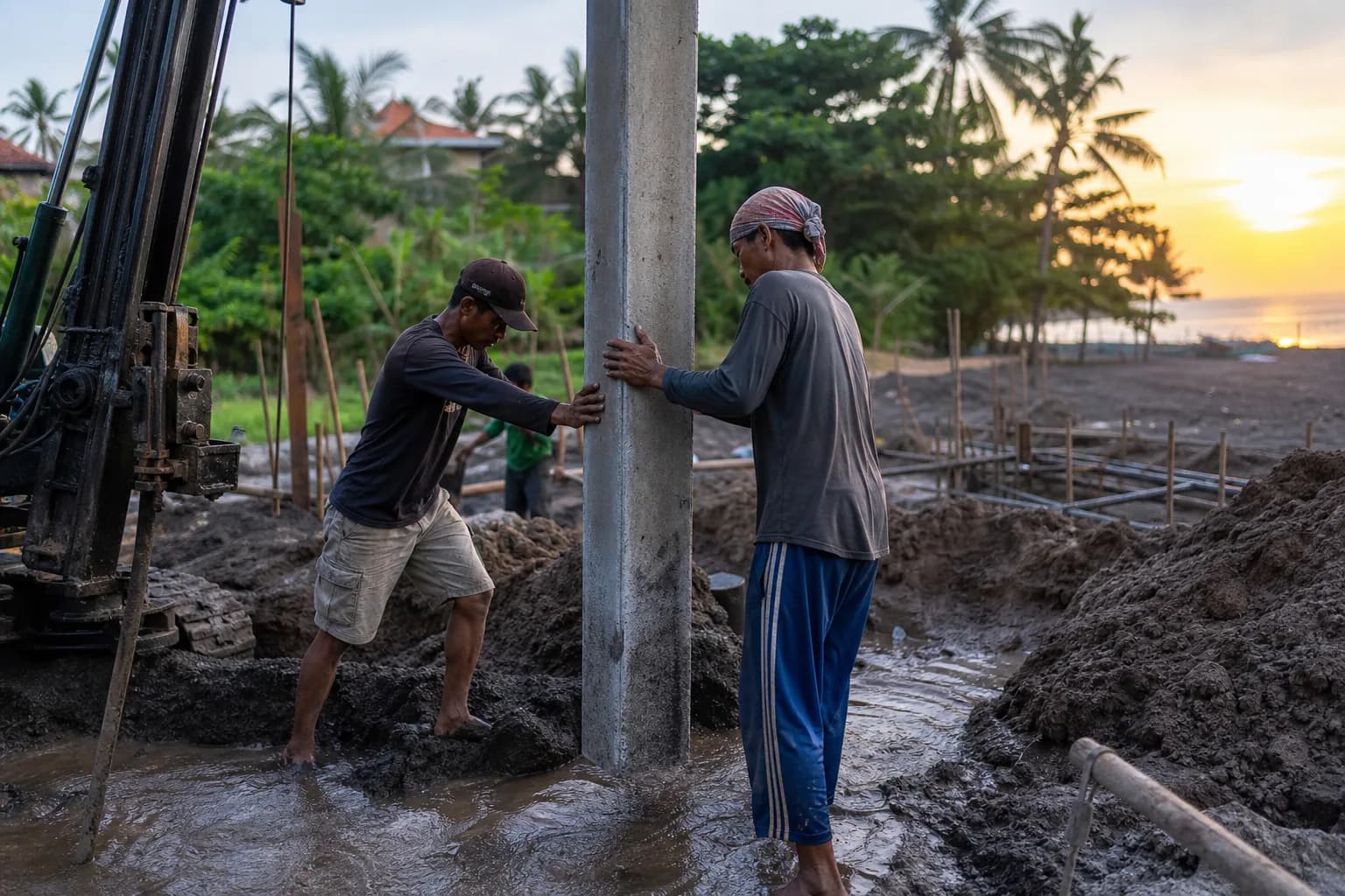 Lovina Black Sand Beach Foundation Piling Costs Bali