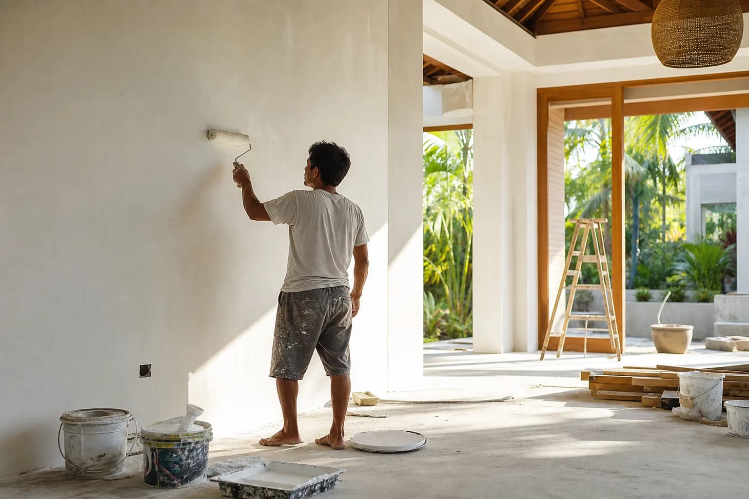 Low-VOC Acrylic Paint Application Curing for Bali Interiors