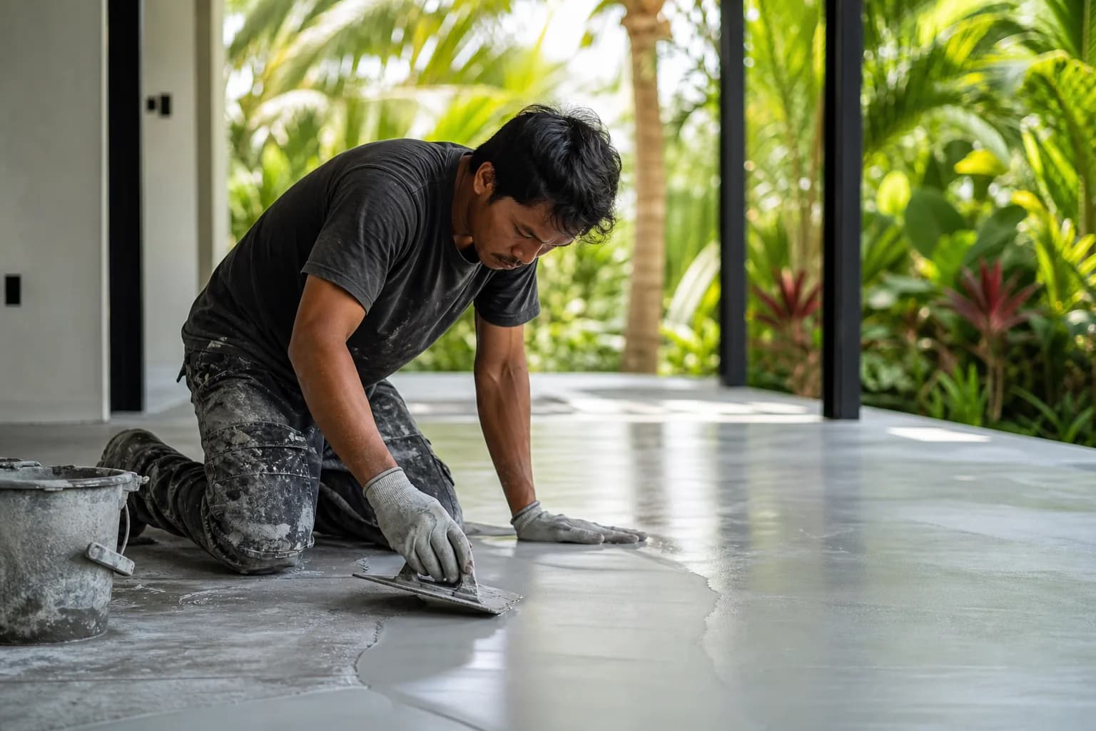Microcement Floor Wall Finishing: Prep, Apply, Curing in Bali