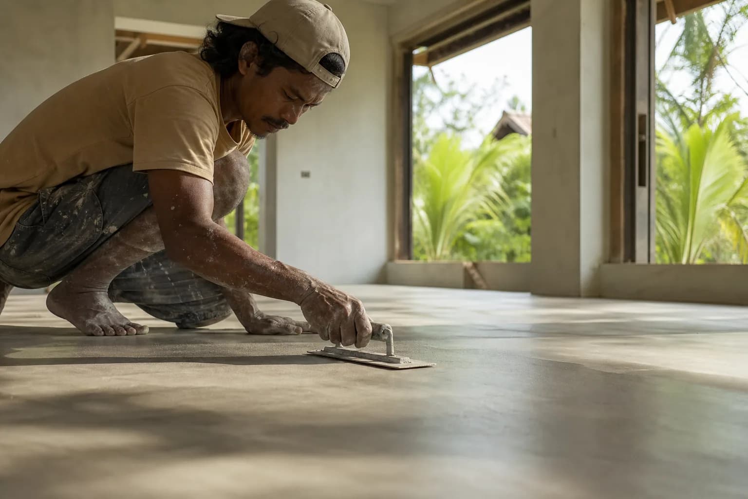 Microcement Surface Preparation Application for Bali Villas