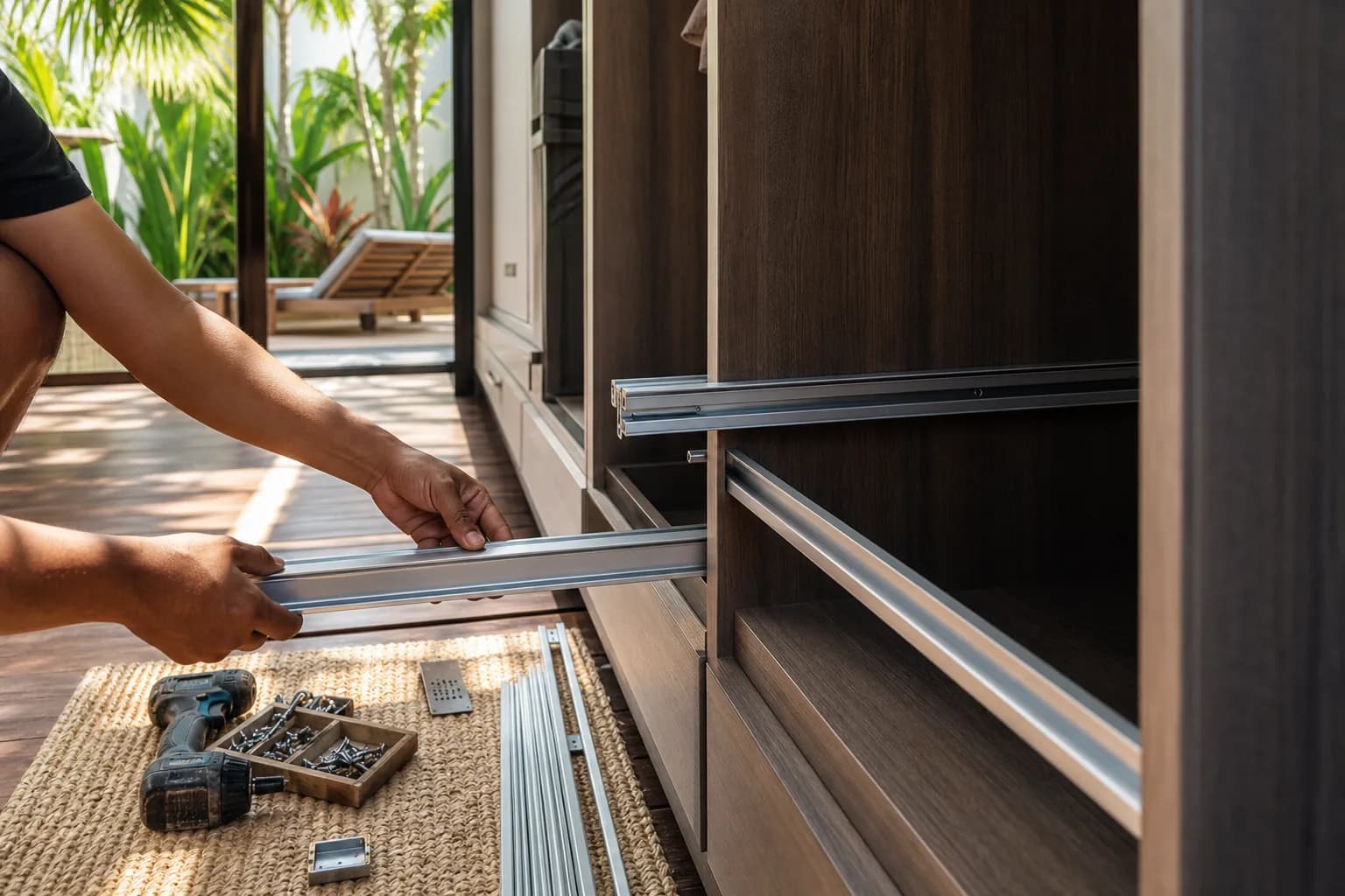 Modular Wardrobe Fixing: Aluminium Rails Anti-Sag Protocol Bali