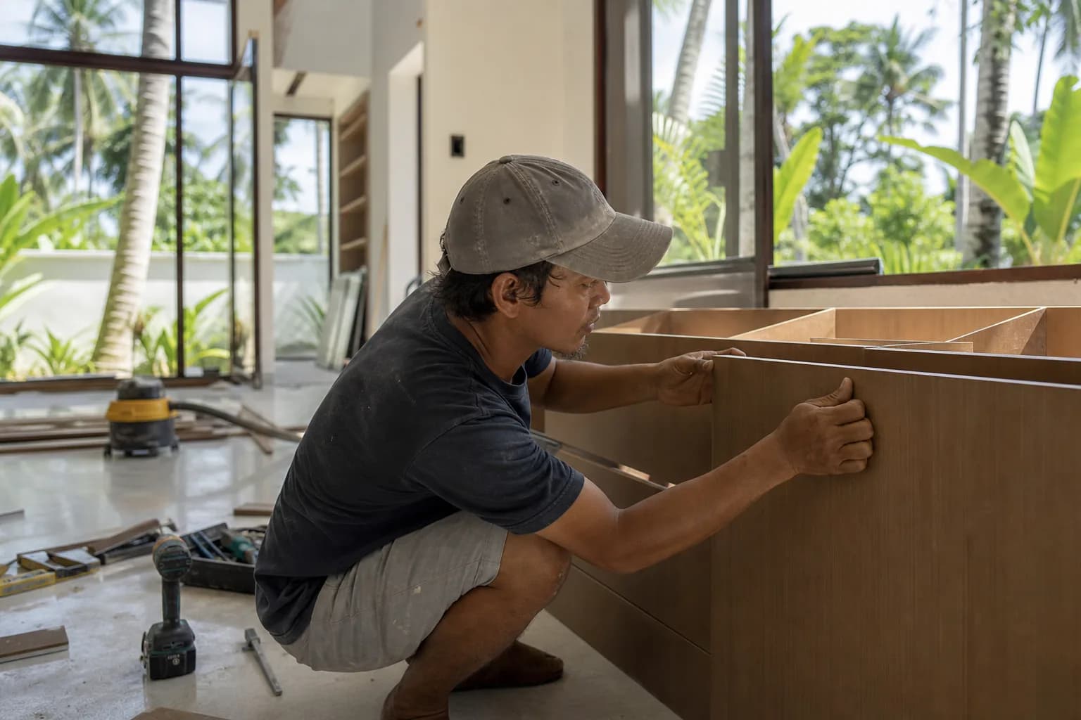 Moisture-Resistant Composite Cabinet Install for Bali Villas