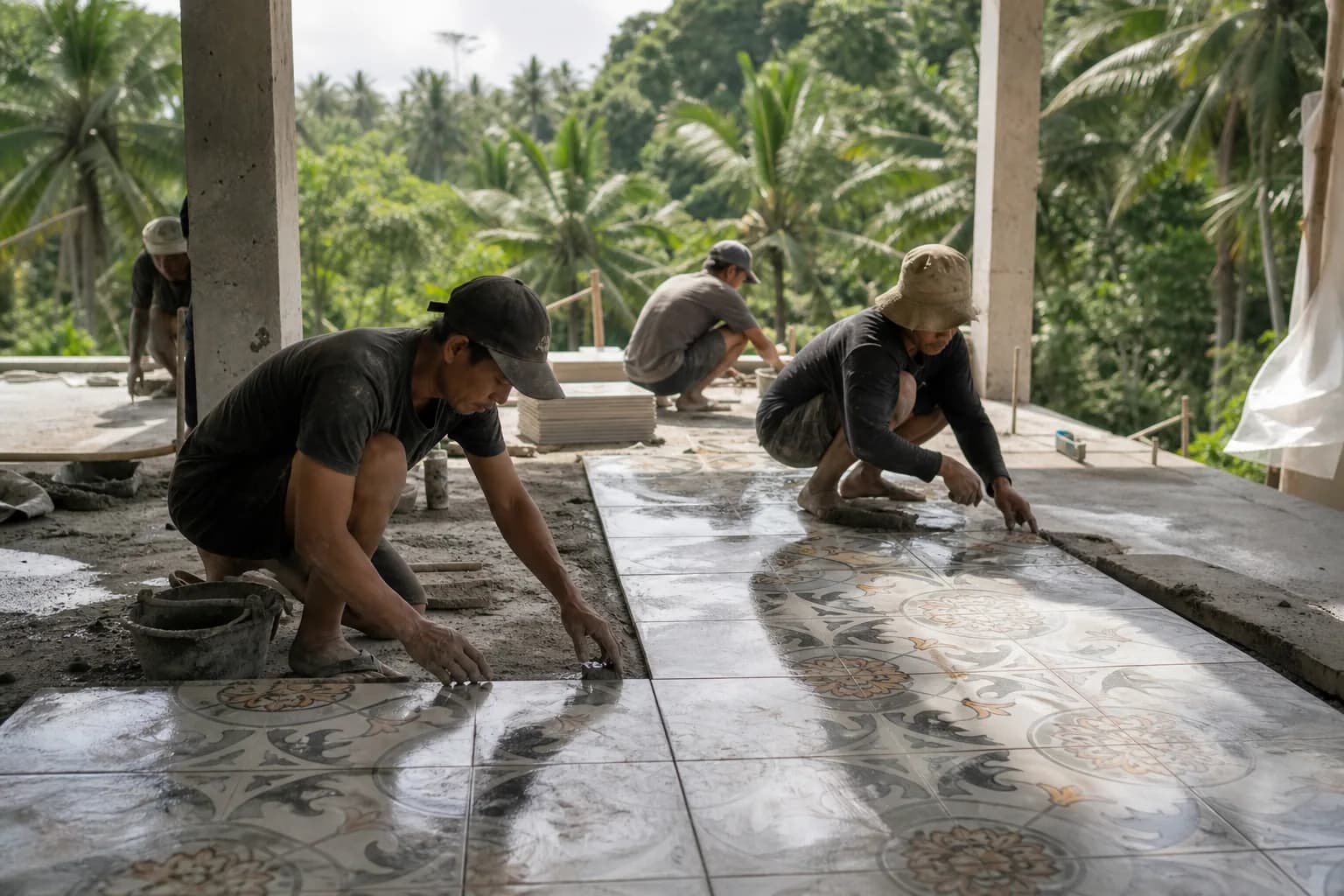 Porcelain Tile Wet-Bed Method Slope Standards for Bali Villas