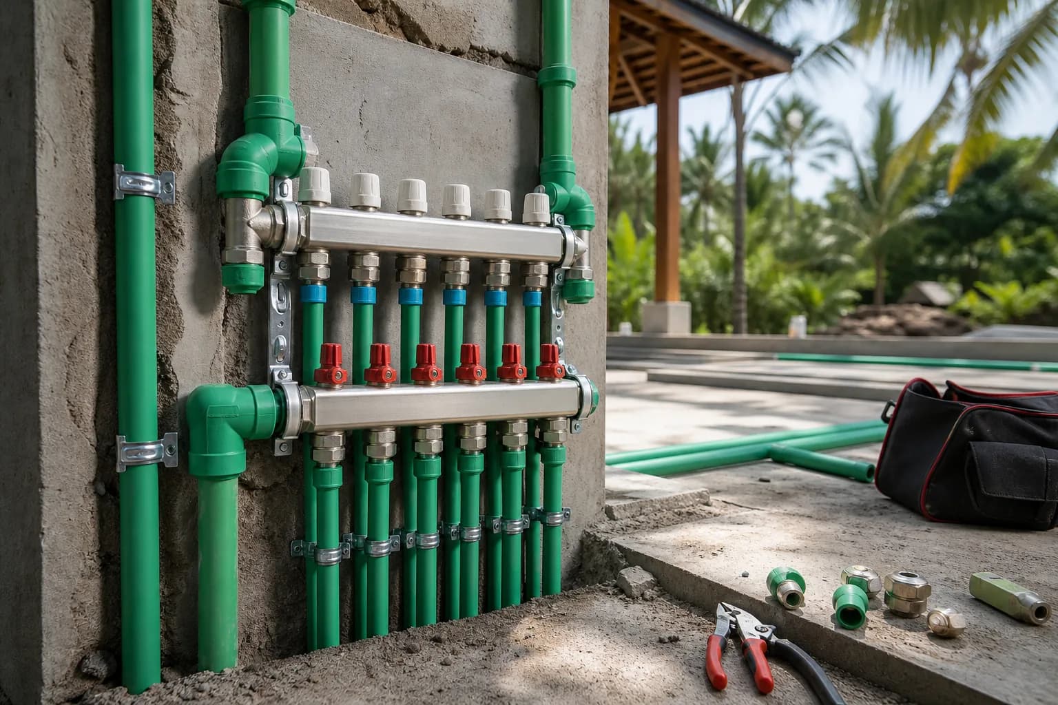 PPR Plumbing Manifold Installation Pressure Test Bali