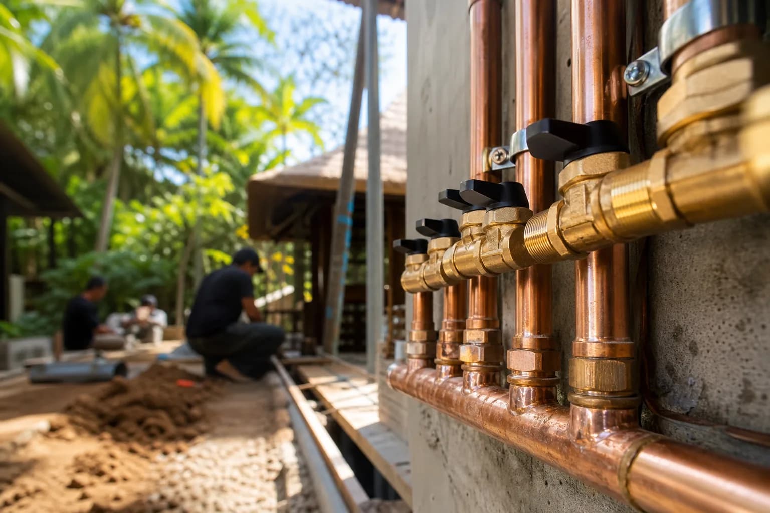 Pressure-Tested Copper Manifold Plumbing Isolation Valves Bali