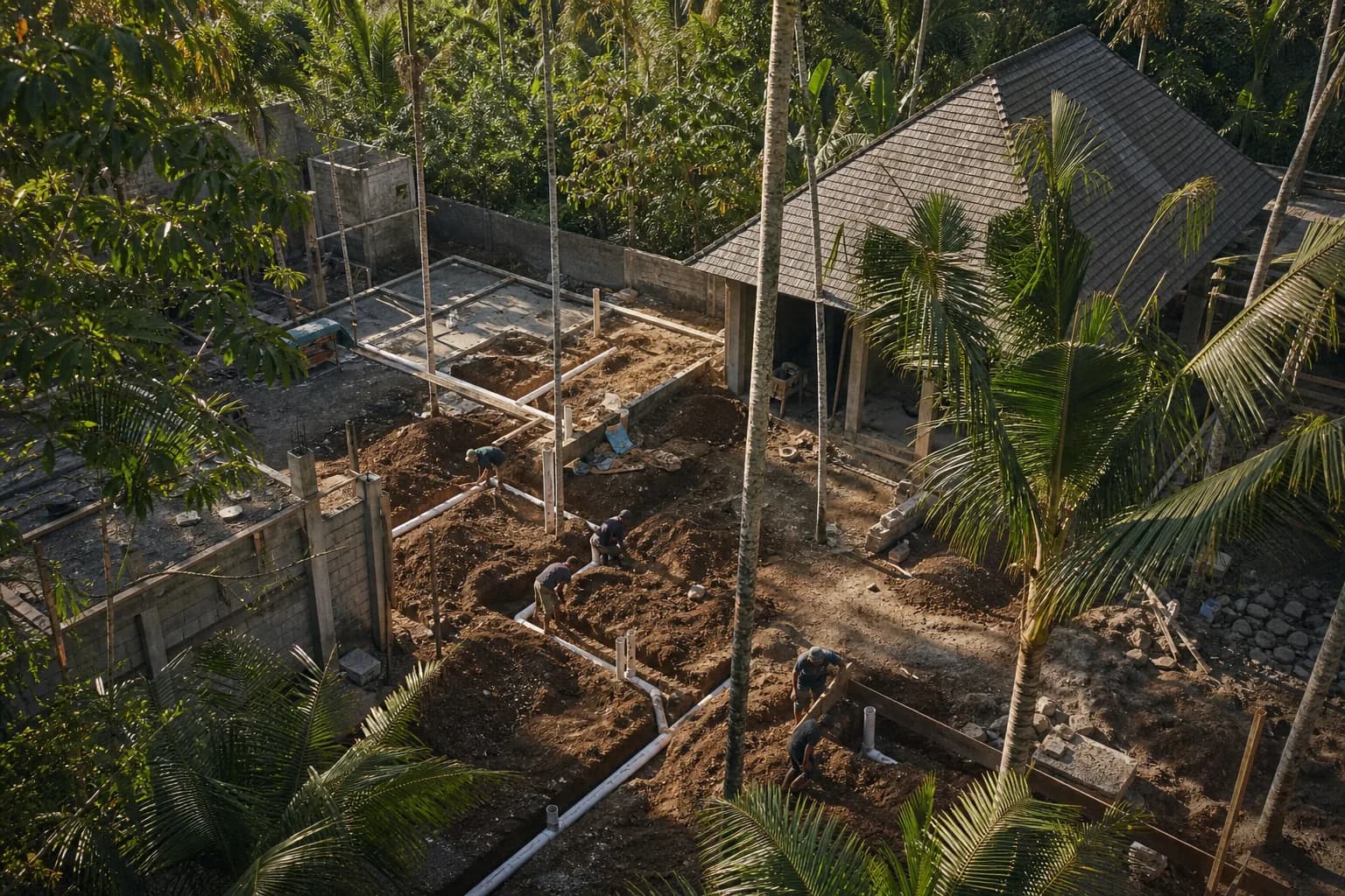 PVC Under-Slab Plumbing in Bali: Trenching, Encasing Testing