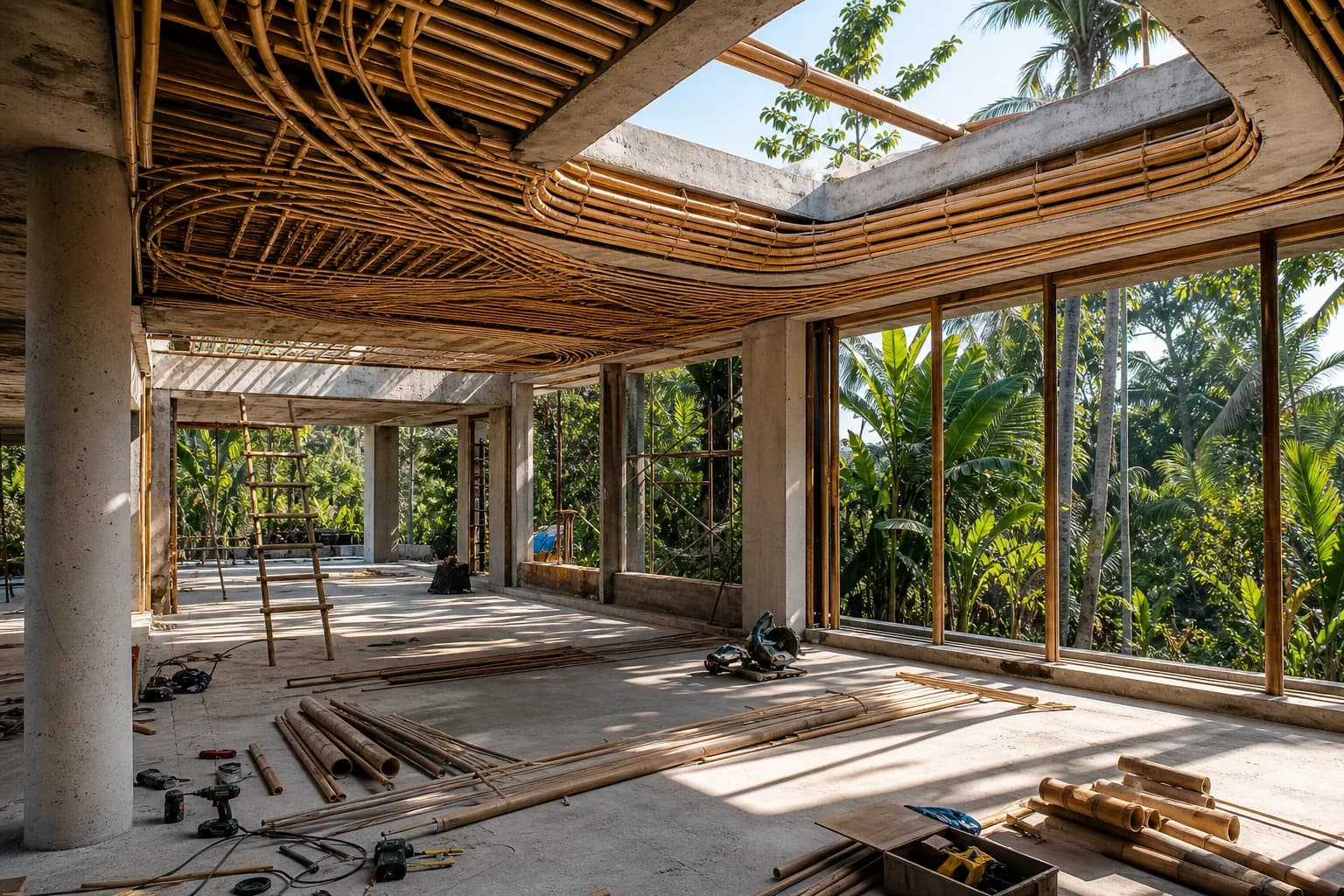 Recessed Lighting Costs: Concrete vs Bamboo Ceilings Bali