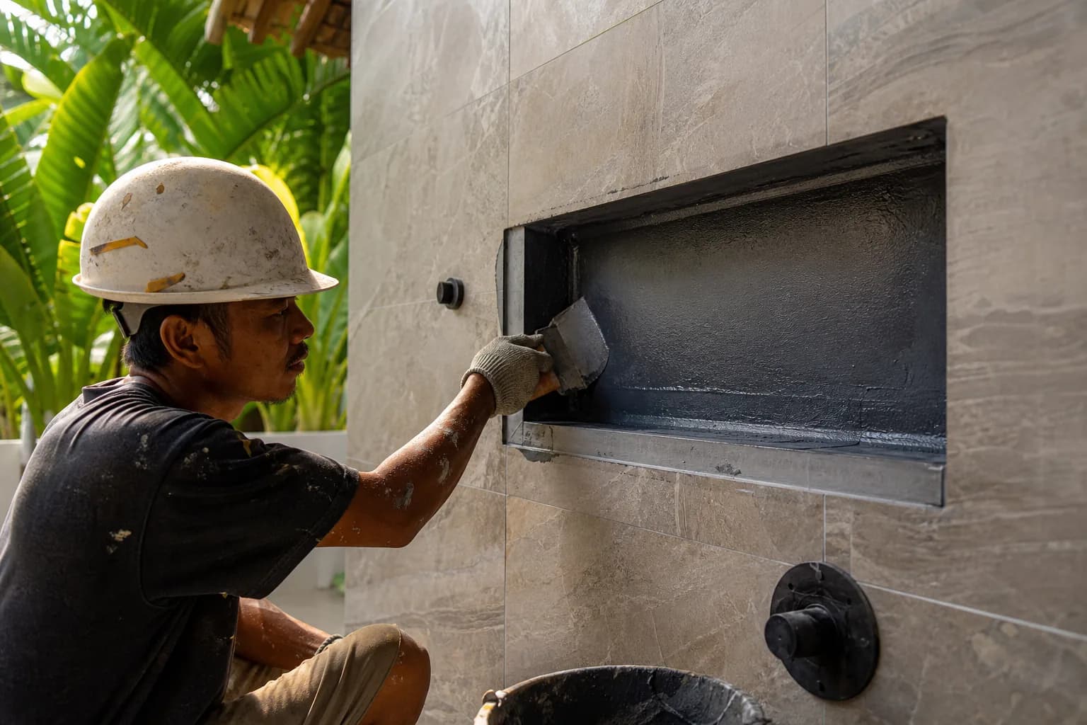 Shower Niche Waterproofing in Bali: Membrane Application