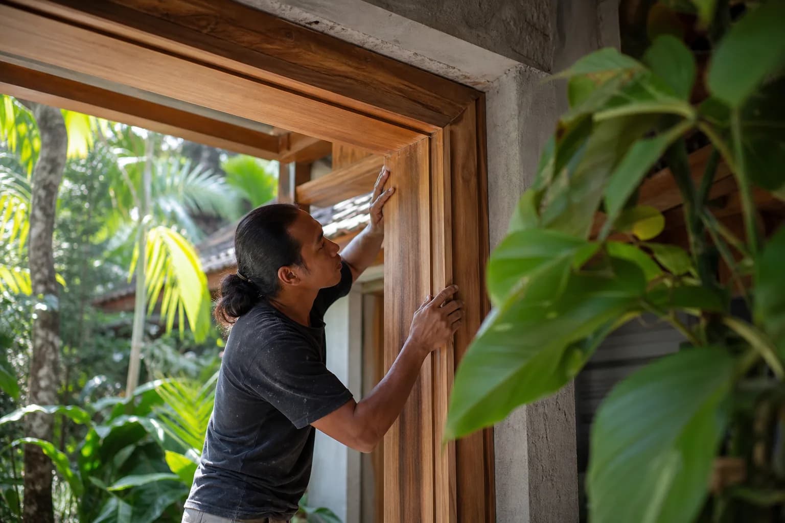 Teak Wood Door Frame Installation in Bali: Humidity Gaps
