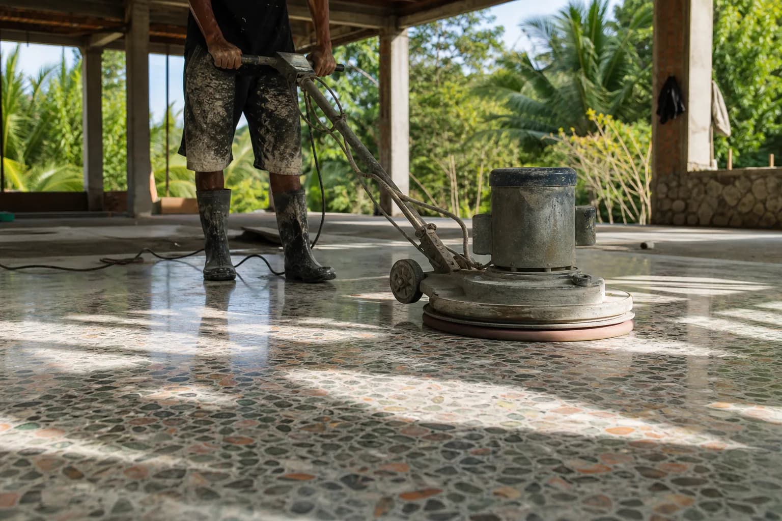 Terrazzo Floor Polishing Sealing in Bali Villas