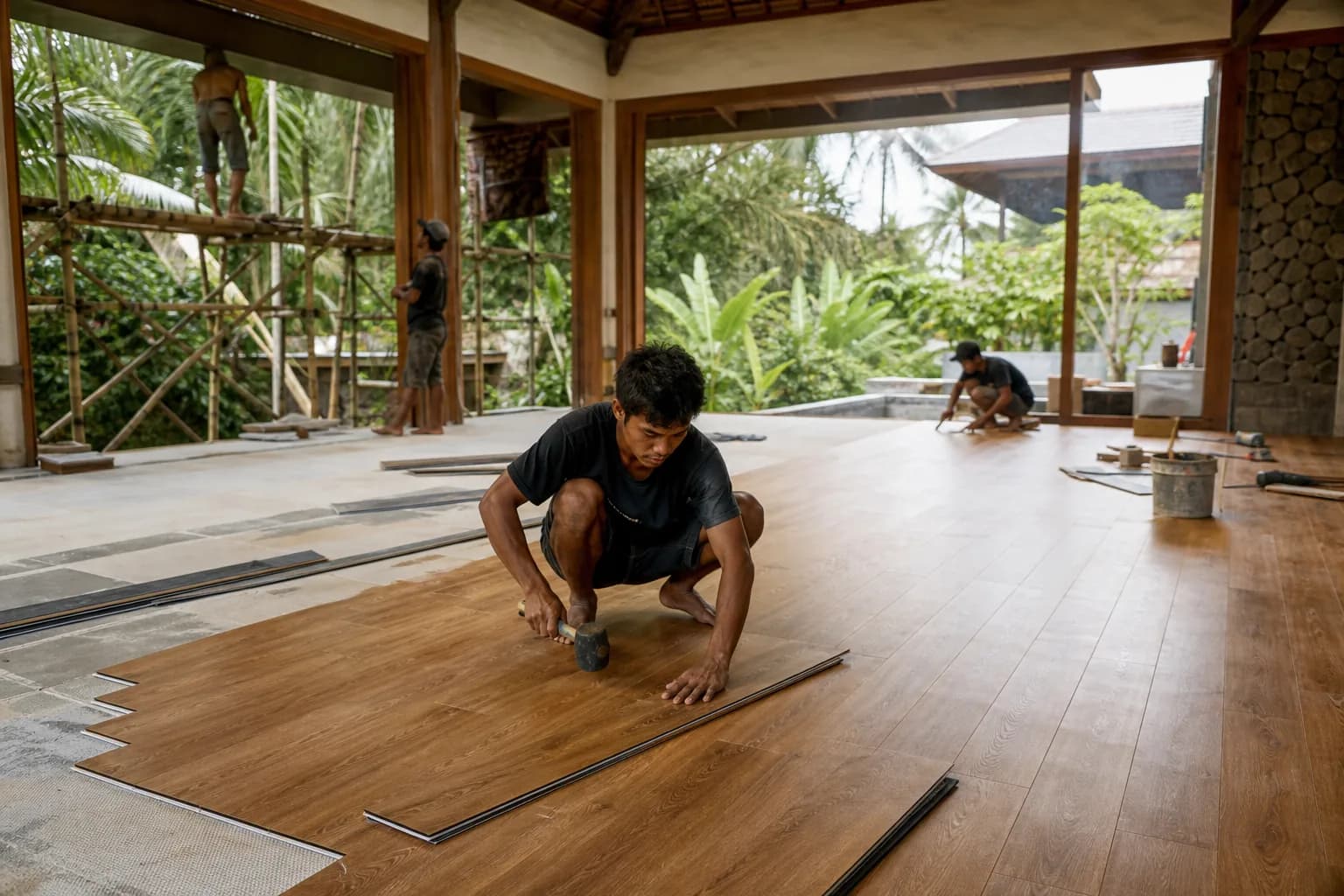 Tropical Vinyl Plank Flooring: Bali Adhesive Systems Prep