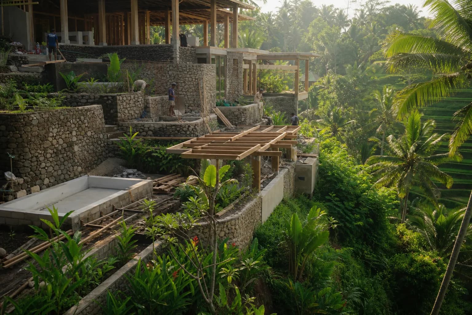 Ubud Slope Stabilization Costs: Terraced Villa Construction Bali