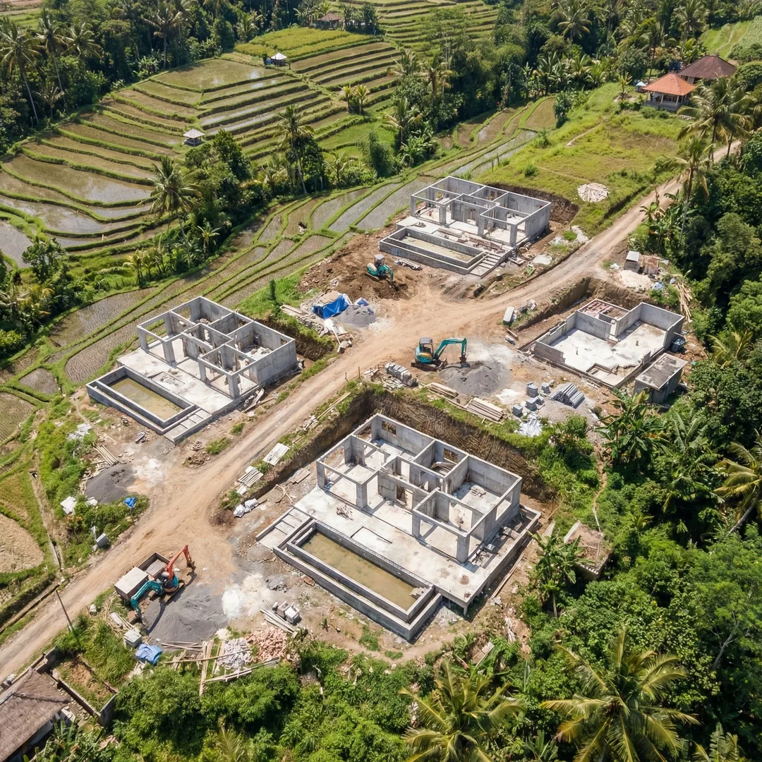 📍 CONSTRUCTION PROGRESS | Aerial View Month 1

Aerial view showing infrastructure complete and 3 vi