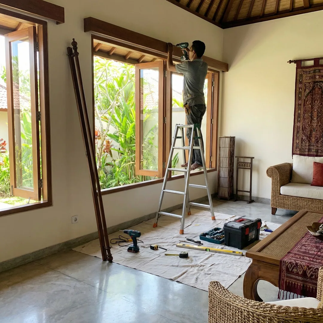 🪟 CURTAIN INSTALLATION | Floor-to-Ceiling Drapes

Installing curtain rods and hanging tropical-weig