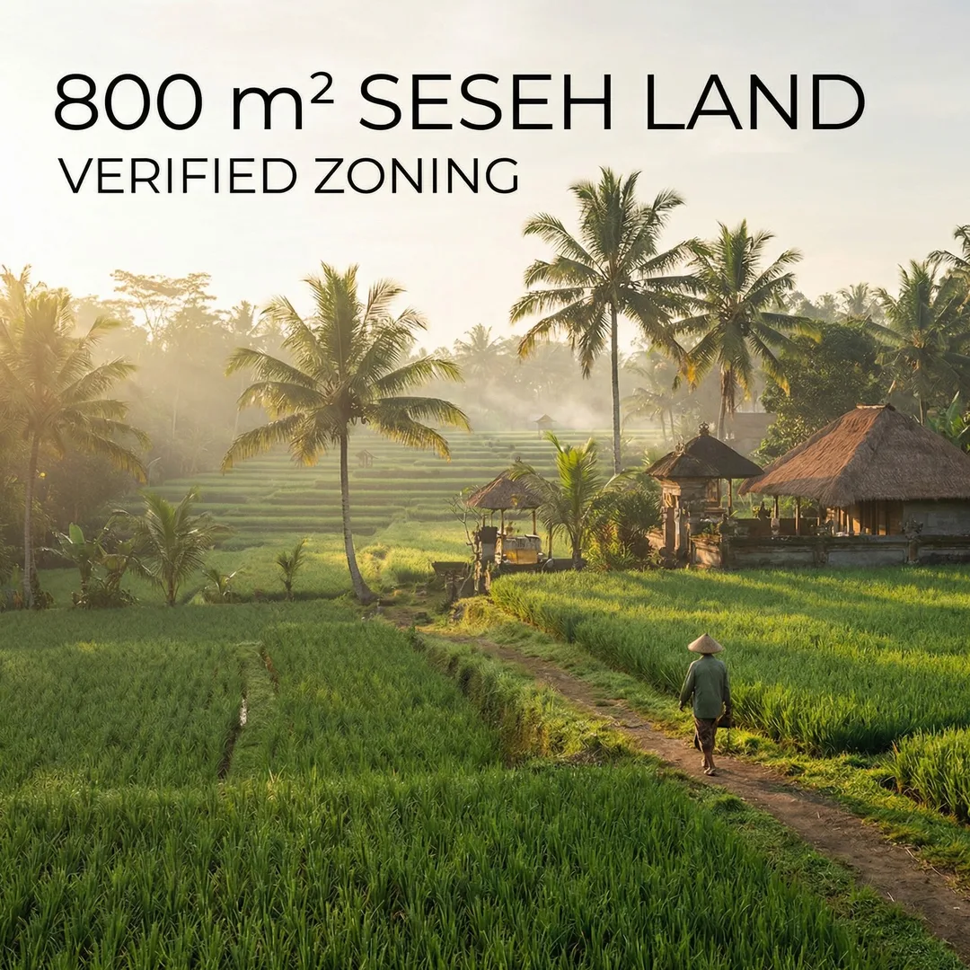 **800 m² Build-Ready Land | Seseh, Bali | $295,567**

Seseh offers stable soil conditions and established infrastructure
