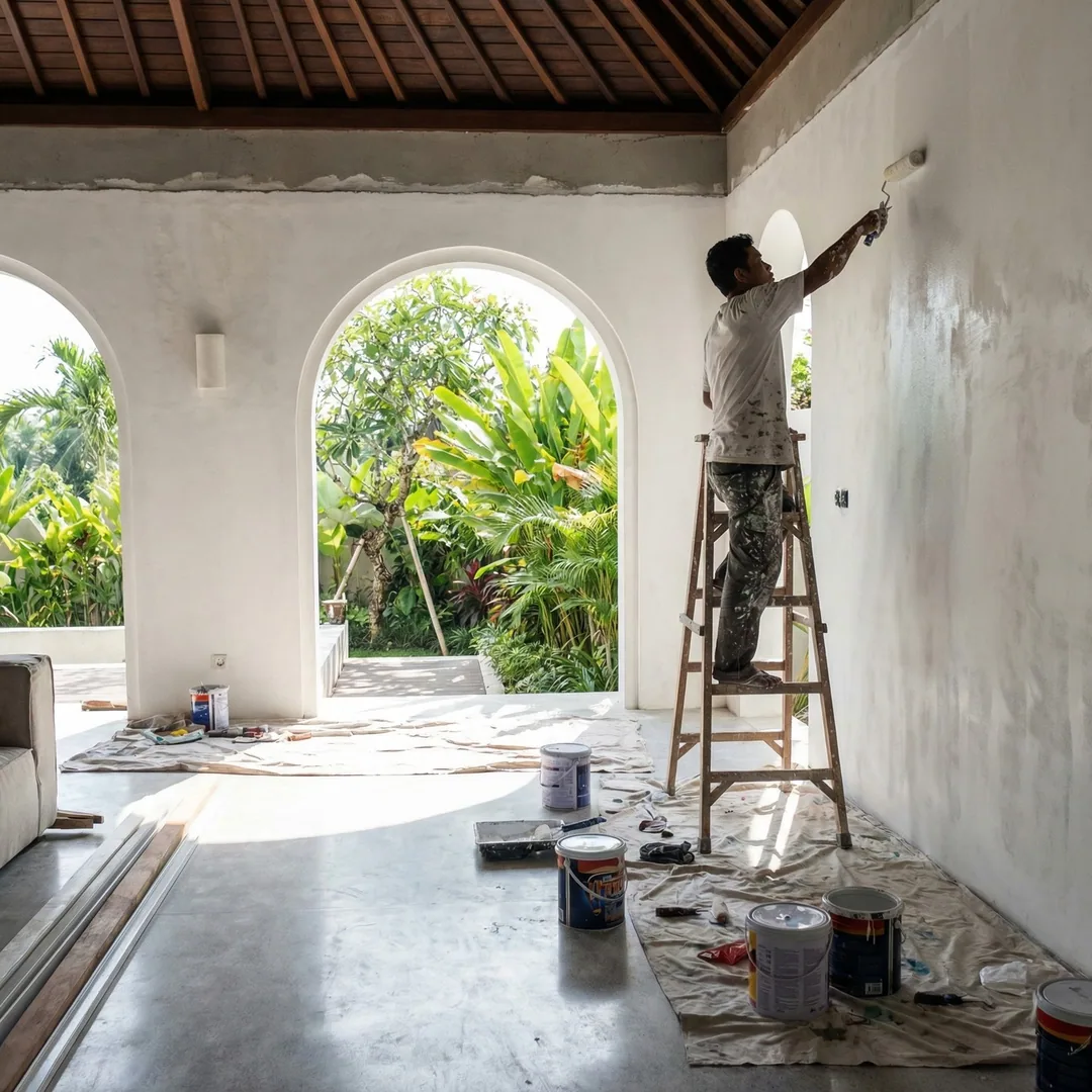 🎨 WALL PAINTING | Living Room Final Coat

Painter applying final white coat to living room walls. T