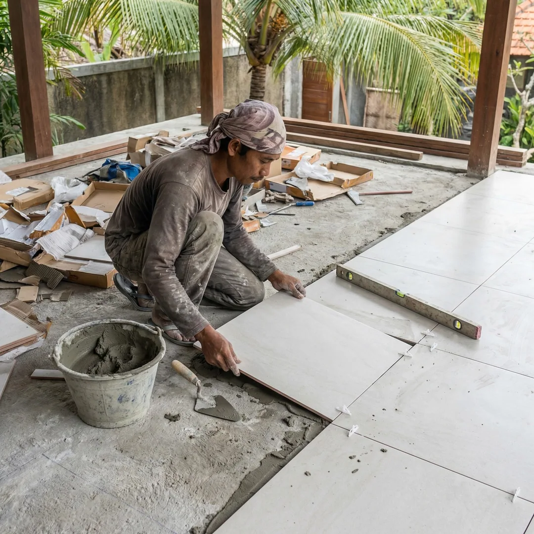 🔲 FLOOR TILING | Porcelain Installation

Large-format porcelain (60x120cm) requires leveling system