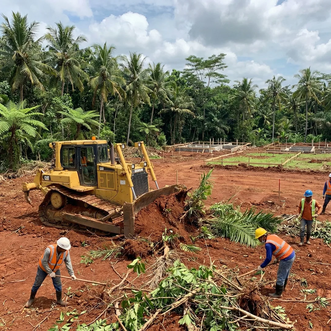 🚧 SITE CLEARING | Land Preparation Phase

Bulldozers clearing tropical vegetation and preparing sit