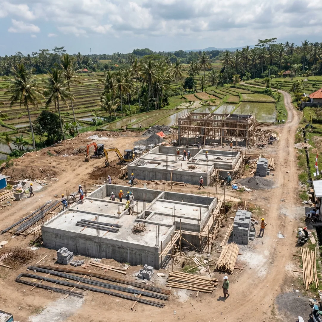 🏗️ THREE VILLAS UNDER CONSTRUCTION | Parallel Development

Site view showing Villa 1, 2, and 3 foun
