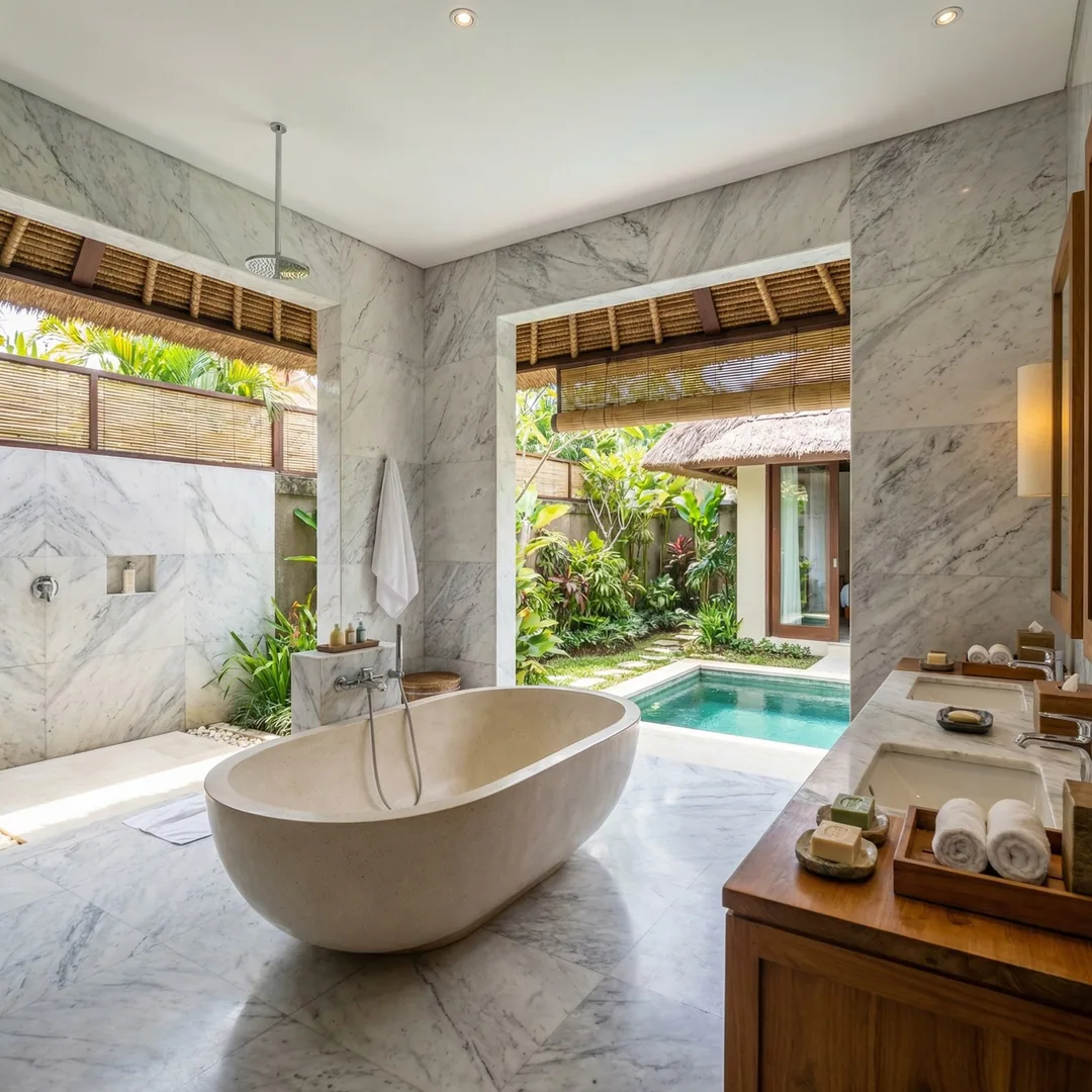 🚿 LUXURY BATHROOM | Marble & Modern Fixtures

Completed master bathroom with marble finishes, rainf