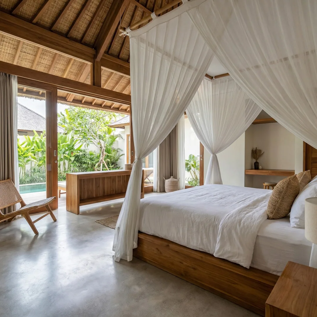 🛌 Master Bedroom | Teak Wood & Natural Materials

Bedroom furniture in Bali requires kiln-dried har