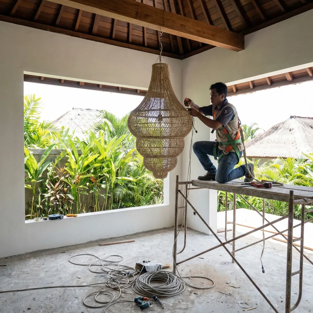 💡 CHANDELIER INSTALLATION | Statement Lighting

Electrician mounting modern chandelier in living ro