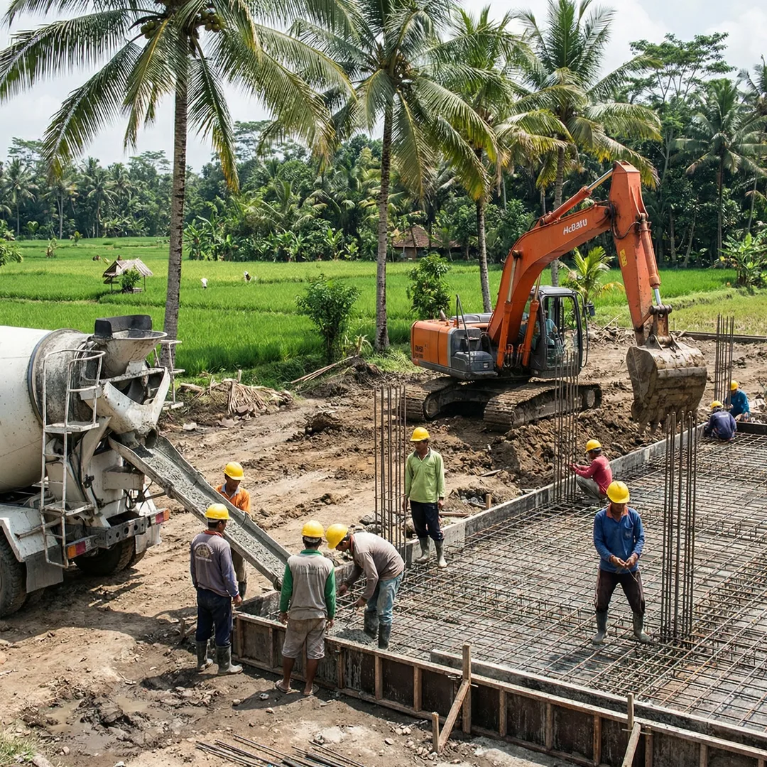 Steel and concrete aren't just materials—they're cost variables shaped by Indonesia's import framework. Bali constructio