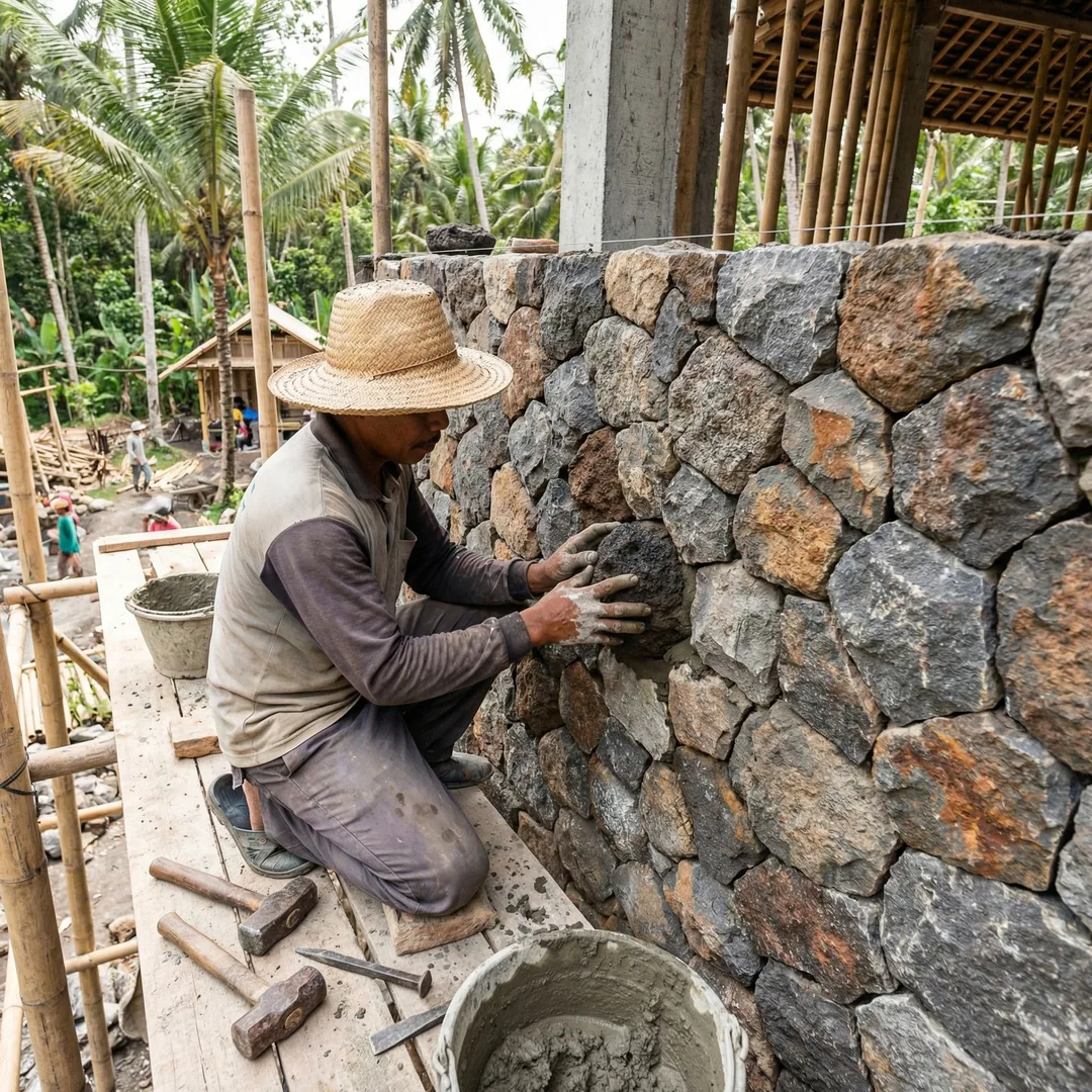 🪨 Natural Stone Masonry | Balinese Craftsmanship

Volcanic stone isn't just decoration—it's thermal
