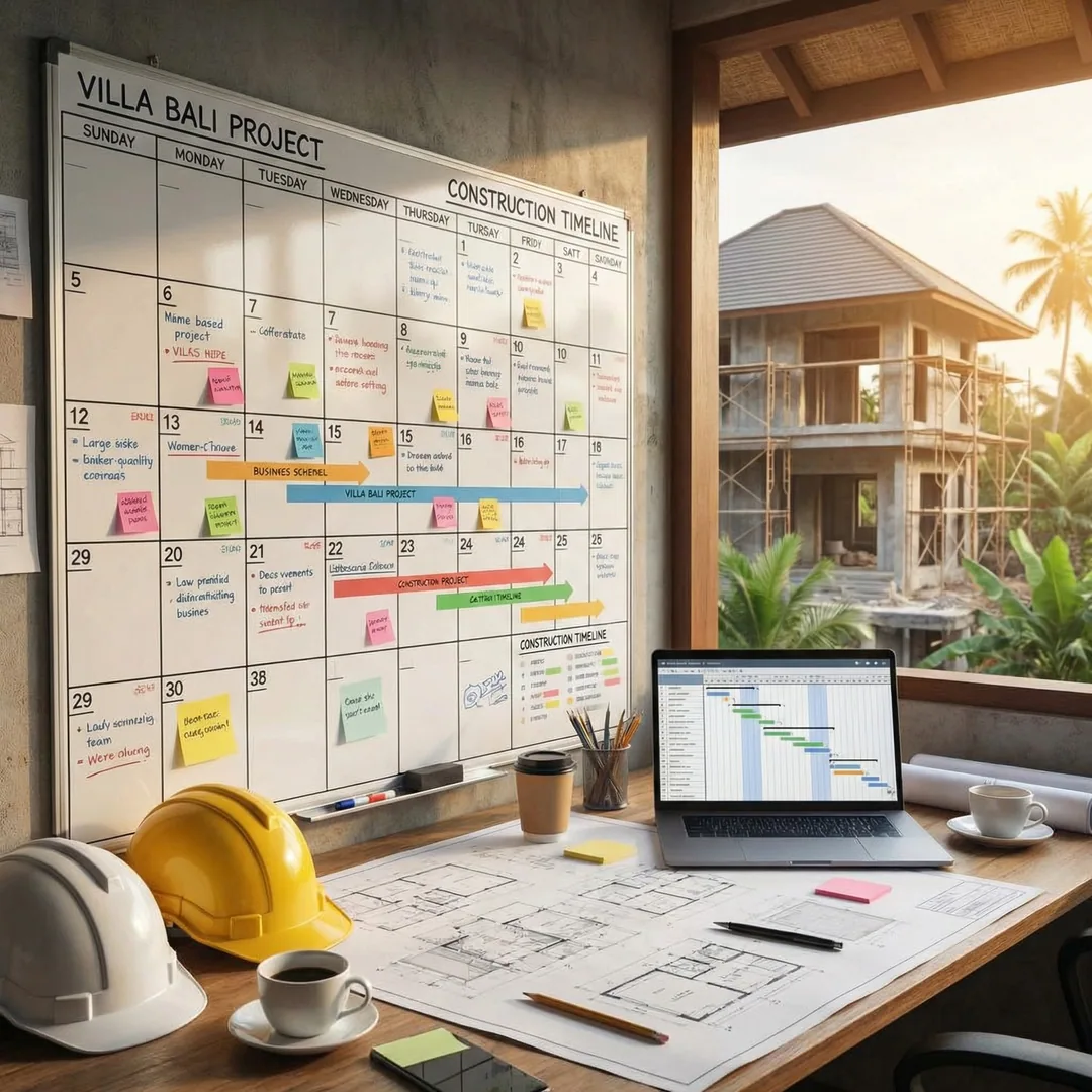 ⏱️ Construction Timeline Bali | Realistic Schedules

Typical timeline: design (2-3 months), permitti