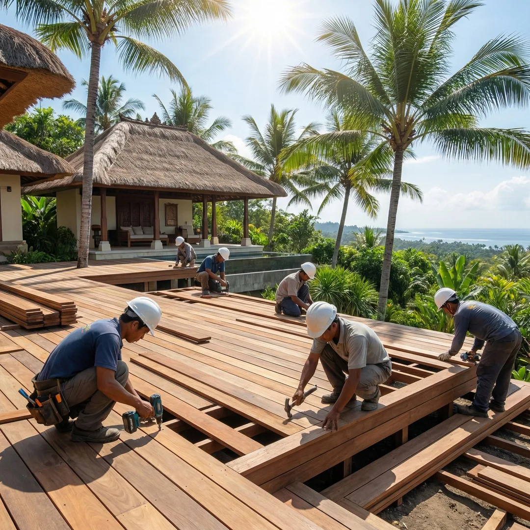 🪵 WOODEN DECK | Teak Terrace Construction

Teak decking requires kiln-dried lumber, stainless steel