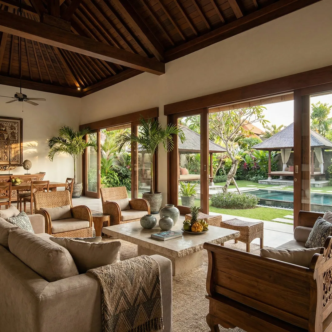 🏠 Open-Plan Living | Tropical Design Principle

Open layouts in Bali require structural engineering